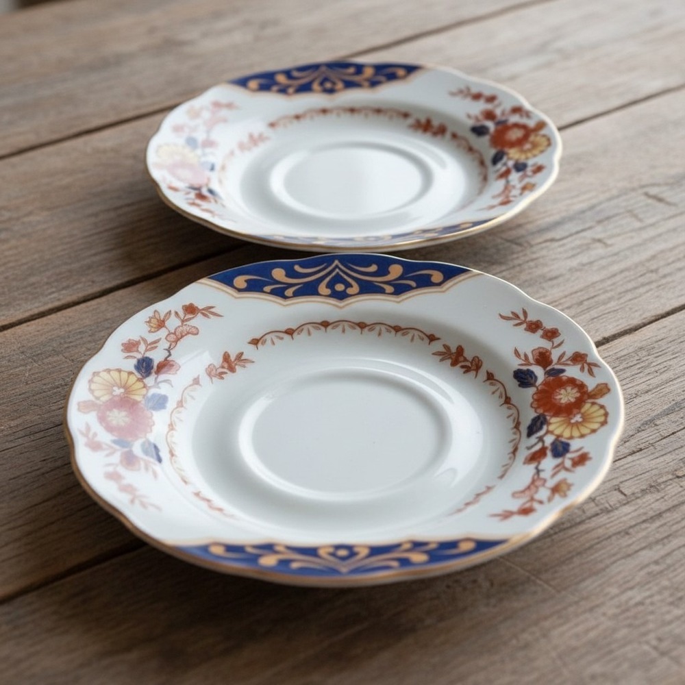 Home Beautiful Canton Fair ME217 6" Coffee Cup Saucer - Fine China Set of 2